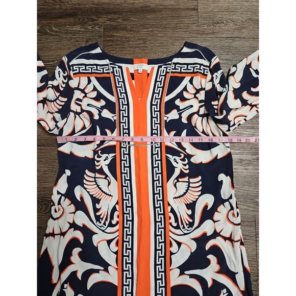 Crown &Ivy Dress Size 8 Orange Navy Blue 3/4‎ Length Sleeve - Picture 5 of 9